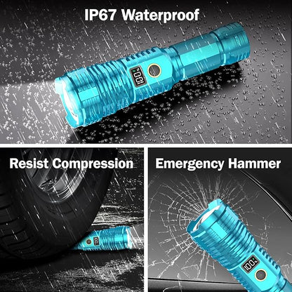 Flashlights High Lumens Rechargeable, LED Super Bright Flash Light Long Beam, Zoomable Linternas with LCD Digital Display, 5 Mode, Waterproof, Powerful Tactical Flashlight for Emergencies Camping Gift