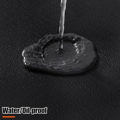 Homaxy Round Faux Leather Placemats and Coasters, Washable Dual-Side Table Mats, Wipeable Heat-Resistant Dining Place Mats for Outdoor and Indoor, Set of 6, Diameter 13 and 3.93 inch, Black