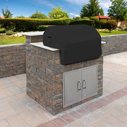 Covers & all Built-in Outdoor Grill Cover, Durable Heavy Duty 18 Oz Waterproof Cover Tuff Material with Air Pocket & Elastic for Snug Fit (48" W x 27" D x 26" H inches, Black)