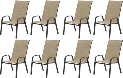 Patio Chairs Set of 8, Outdoor Stackable Dining Chairs by VaJouer