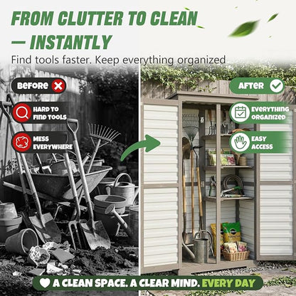 Outdoor Storage Cabinet – Store More in Less Space, Tall Vertical Garden Tool - Image 3