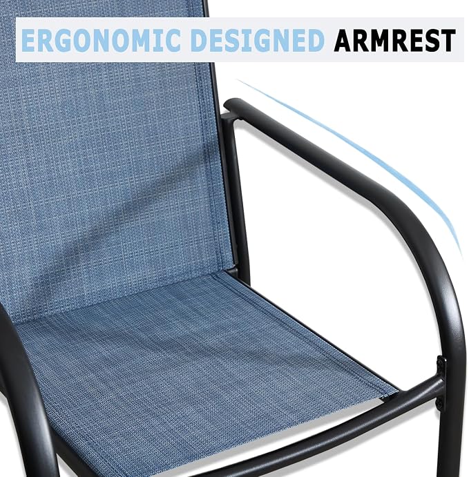 Stackable Patio Chairs Set of 2, Outdoor Dining Chairs - Image 6