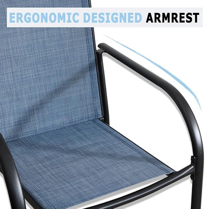 Stackable Patio Chairs Set of 2, Outdoor Dining Chairs - Image 6