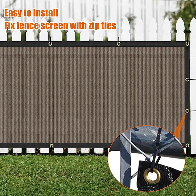 AYOHA 4' x 79' Privacy Fence Screen Fabric Mesh Shade Net Cover, Heavy Duty 160 GSM Privacy Barrier for Chain Link Fence, 90% Privacy Blockage, Excellent Airflow, Cable Zip Ties Included, Brown