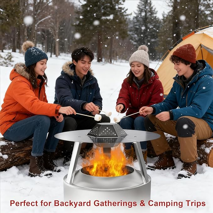 Heat Deflector for Solo Stove Bonfire 19.5",304 Stainless Steel Heat Diffuser with Handle&Legs,Heat Radiation for Wider Warmth Area,Compatible with Bonfire 19.5"Outdoor Fire Pits,for Camping,Backyard