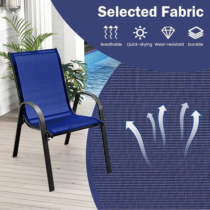 COSTWAY Patio Stackable Dining Chairs Set of 4 - Image 4