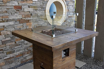All Fire Table Pit Wind Screens and Stainless Steel Buner Lid from ELEMENTI | ELEMENTI Plus and MODENO (Wind Screens, Square 17.7" WS - 003A)