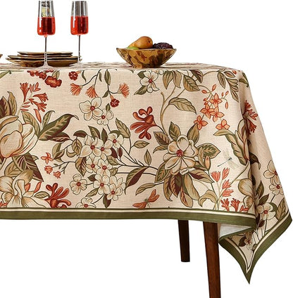 ISAENNE Designer Bohemian Square Table Cloth,Linen Colorful Floral Pattern Tablecloth,Fall Wrinkle Resistant Decorative Tablecloths for Dining Thanksgiving Kitchen Party,67"*67"-Grace A