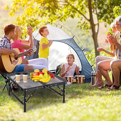RedSwing Portable Grill Table for Outside, Aluminum Square Folding Grill Stand Table for Outdoor Camping Picnic BBQ, Lightweight Adjustable Height, 24"x24", Black