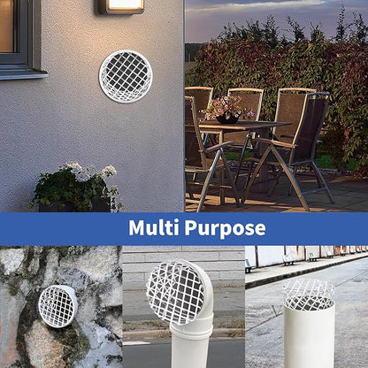 4" PVC Termination Vent Mesh Cap, 304 Stainless Steel Dryer Vent Screen Outdoor, PVC Roof Vent Cap, High Airflow Built-in Grill, 3.75" to 3.85" Conical Net, for 4in Dryer Vent Hose, Exhaust Vent Mesh
