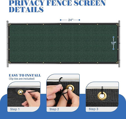 ECOOPTS 4'x96' Privacy Fence Screen Windscreen with Copper Grommets, Fit for Commercial Fence and Residential Garden Outdoor 90% UV Blockage, Cable Zip Ties Included (Green)