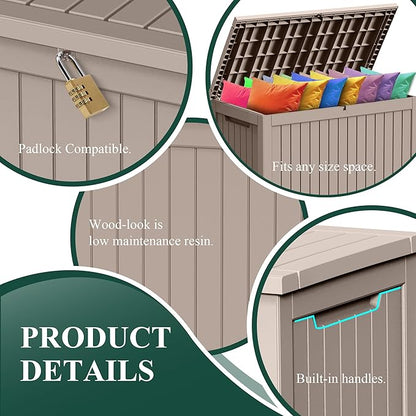 230 Gallon Outdoor Storage Box – Resin Deck Box with Lockable Lid, Waterproof Patio Furniture Storage for Tools, Garden & Yard Organization