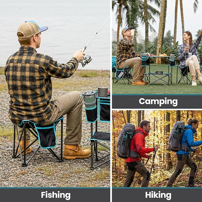 FUNDANGO Folding Tripod Stool, Lightweight Portable Fishing Chair with Thick Padded Seat, 440 Lbs Heavy Duty Outdoor Camping Chairs with Carry Bag for Walking Hunting Hiking Travel