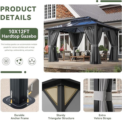 Aoxun 12'x10' Hardtop Gazebo - Image 6
