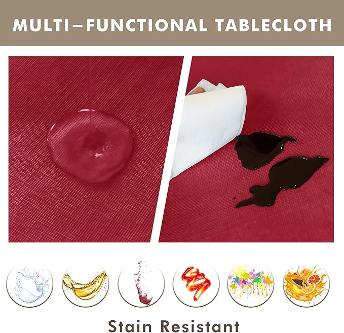 Nasitos 2 Pack Square Table Cloth 54x54 Inch-Vinyl Red Plastic Table Cloth for Parties, Stain Resistant Washable Table Cover for Dining, Buffet, Events, Weddings and Restaurants
