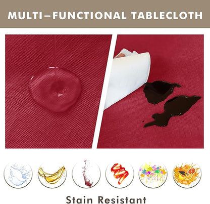 Nasitos 2 Pack Christmas Table Cloth Rectangle 60x120 Inch-Vinyl Plastic Red Tablecloth with Flannel Backing 100% Waterproof, Stain Resistant, Wipe Clean Table Covers for Kitchen Dining Parties