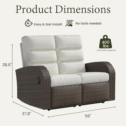 Oversized Wicker Outdoor Recliner Lovseat - Image 2