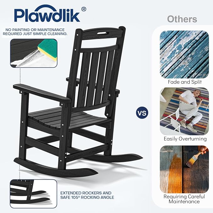 Oversized HDPE Outdoor Rocking Chair, All-Weather Resistant, Extra Large & - Image 8