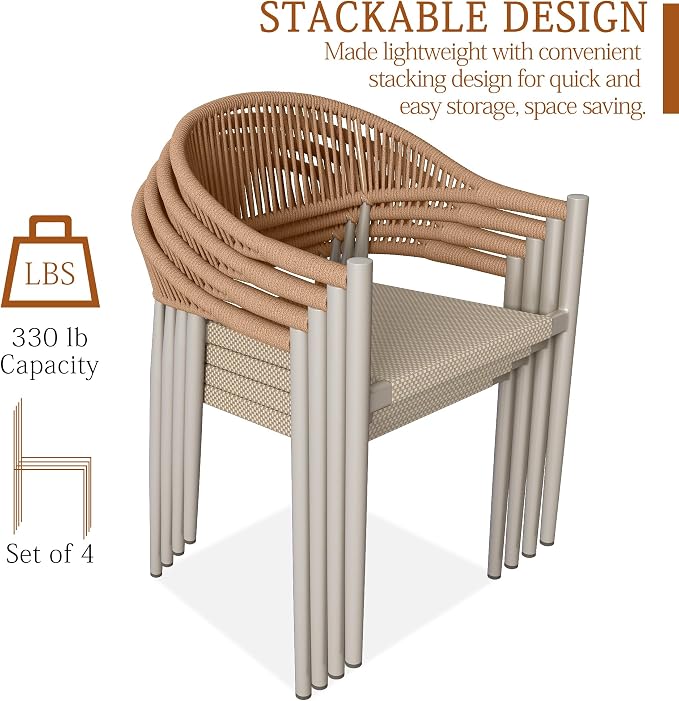 TWT Patio Dining Chairs Outdoor Stackable - Image 7