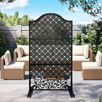 Outdoor Freestanding Decorative Privacy Screen 72" H×47" W Metal Room Divider Garden Fence Panels for Balcony, Backyard, Patio, Deck, Entrance