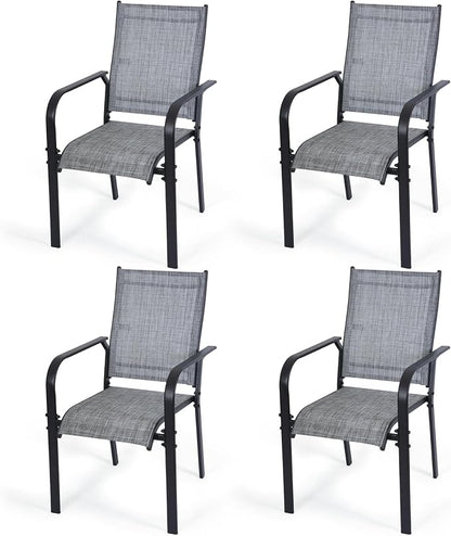 Patio Chairs Set of 4, Stackable Outdoor Dining Chairs, All Weather Breathable by WENTUM