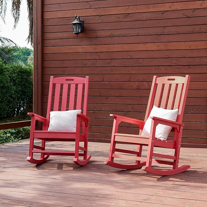 Oversized Outdoor Rocking Chair, HDPE Porch Rocker | High Back Rocking Chairs - Image 7
