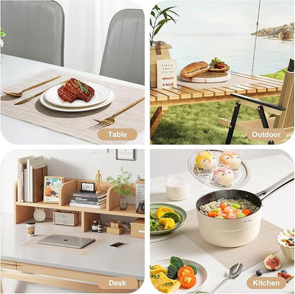 Placemats Set of 6，Non-Slip PVC Weave Table Mats Easy to Clean，Heat Resistant Place Mats for Kitchen Dining Table Decoration Indoor Outdoor，Beige White