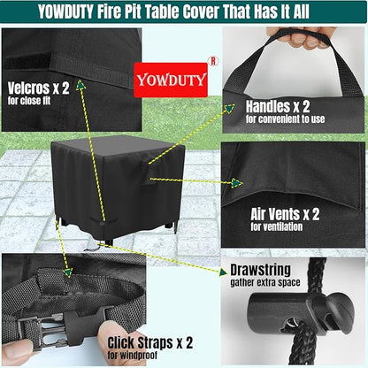 Propane Fire Pit Cover Square 30 Inch, Waterproof Heavy Duty 600D Gas Fire Pit Table Cover 30 x 30 x 25 Inch, Fit 28-30 Inch Firepit Table, All-weather Protection For Patio Fire Table