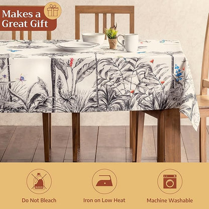 Maison d' Hermine Table Cloth Rectangle Table 100% Cotton 70 x 90 Inches Fall Tablecloth Reusable Everyday Use for Thanksgiving Christmas Decorations Dining Farmhouse Party (Amazonia)