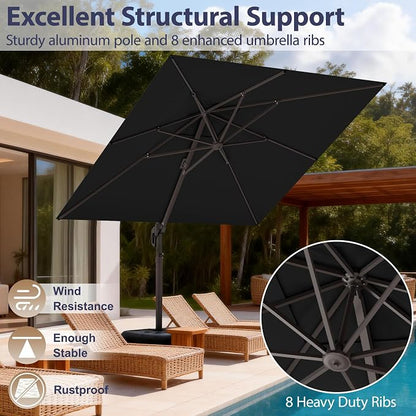 10' X 10' Patio Umbrella Cantilever Outdoor Rectangle Umbrella - Image 3