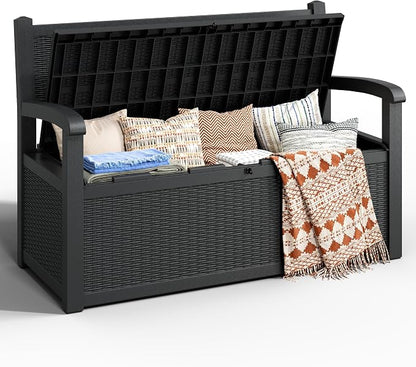 80 Gallon Outdoor Storage Bench, Resin Outside Storage Box by Unknown