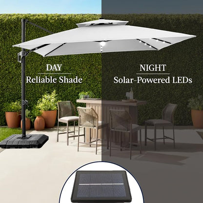 Best Choice Products 12x12ft LED Cantilever Patio Umbrella w/Base Included & - Image 6