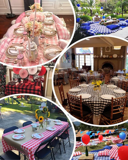 Classic Gingham Buffalo Tablecloth Fabric - Oblong 58x144 Inch Water Proof Checkered Table Cloth for Indoor Outdoor - Table Cover for Birthday, Picnics, BBQs, and Parties