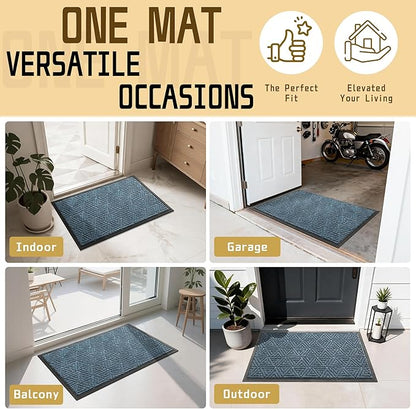 Yimobra Large Door Mat 36x24, All-Weather Waterproof Non-Slip Welcome Matt Outdoor, Heavy Duty Non Slip Doormat for Entryway for Patio and Garage Indoor, Easy Clean, Mix Blue