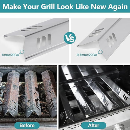 Criditpid Grill Replacement Parts for Dyna Glo DGB610SSP DGF600SSP, Cast Iron Grates 70-01-296 and Heat Shield Tents for Dyna Glo Grill Replacement Parts DGB610SSP 6 Burner.