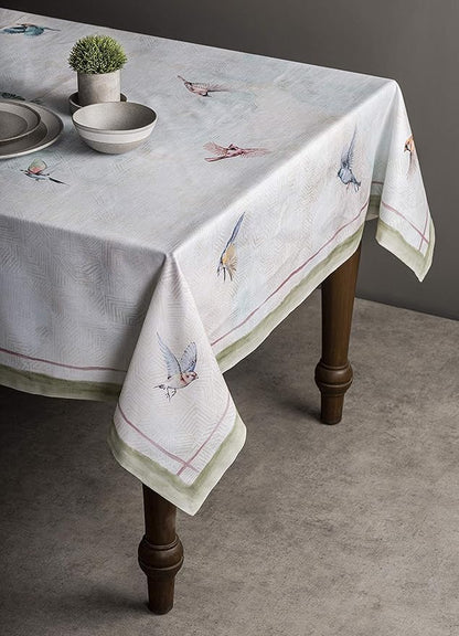 Maison d' Hermine Table Cloth Rectangle Table 100% Cotton 60 x 108 Inches Tablecloth Reusable Decorative for Dining Room, Farmhouse, Home, Party, Festive & Wedding Spring Summer - Flying Birds