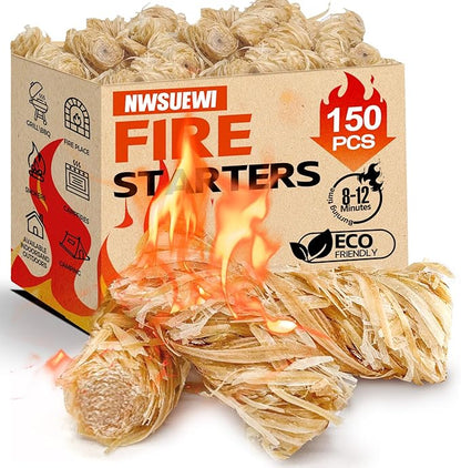 150 PCS bleweed fire Starter for Grill,Campfires,Fireplace,BBQ,Camping.kindling.Quick Light Wood Charcoal Fire Starter, Waterproof-Natural Fire Starters Camping Firestarter Charcoal Starters