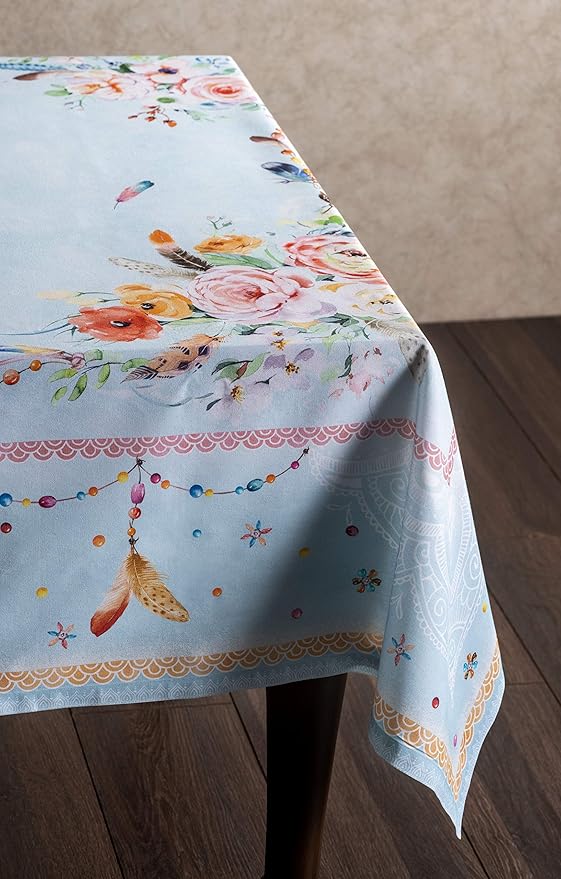 Maison d' Hermine Table Cloth Rectangle Table 100% Cotton 54 x 72 Inches Tablecloth Reusable Decorative Everyday Use for Dining Room, Farmhouse, Home, Party, Festive & Wedding Spring Summer - Ibiza