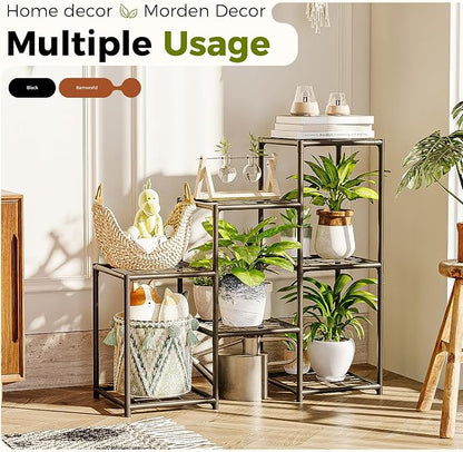 Bamworld Black Plant Stand Outdoor Metal Plant Shelf - Image 5