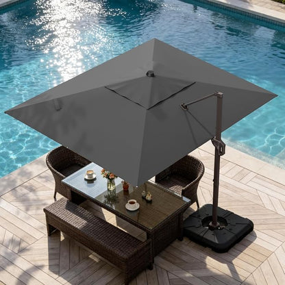 9' X 12' Cantilever Patio Umbrella Rectangle Outdoor Umbrella, 6-Level Tilt & - Image 9