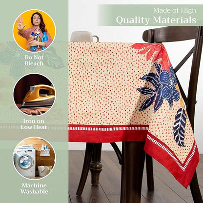 Maison d' Hermine Table Cloth Square Table 100% Cotton 54 x 54 Inches Fall Tablecloth Reusable Everyday Use for Thanksgiving Christmas Decorations Dining Farmhouse Party (Kalahari)