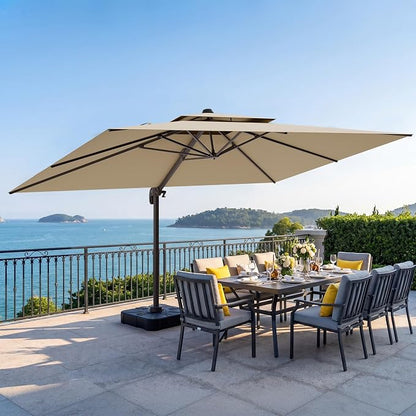 10x13 FT Patio Cantilever Umbrella, Rectangular Heavy Duty Offset Umbrella by VEGOND