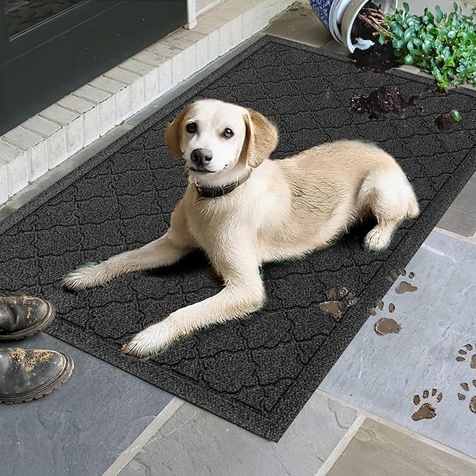 WaterHog Heavy Duty Doorway Mat, 2' x 3', Made in USA, Durable & Skid-Resistant Entryway Mat, Water-Trapping, Indoor/Outdoor Decorative Floor Covering, Cordova Collection, Charcoal