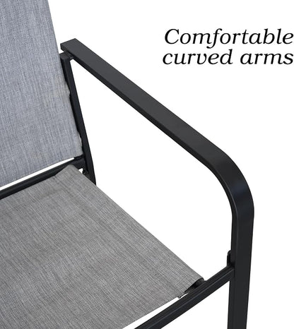 Anmutig Stackable Outdoor Dining Chairs Set of 6, Textilene Fabric, Breathable - Image 5