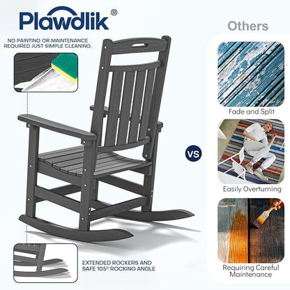 Oversized HDPE Outdoor Rocking Chair, All-Weather Resistant, Extra Large & - Image 7