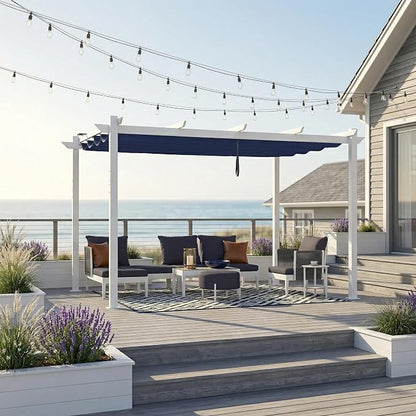PURPLE LEAF Outdoor White Pergola 10' x 13' w/Double Canopy, aluminum frame - Image 9