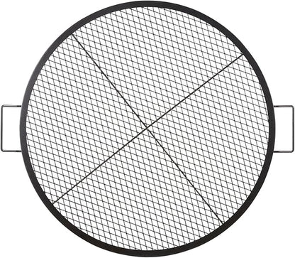 VEVOR X-Marks Fire Pit Grill Grate, Round Cooking Grate, Heavy Duty Steel Campfire BBQ Grill Grid with Handle and Support X Wire, Portable Camping Cookware for Outside Party & Gathering, 36 Inch Black