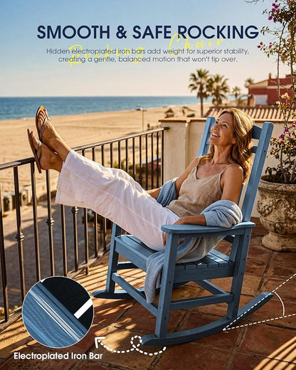 Oversized Outdoor Rocking Chair, Porch Rockers, Unique Blue | - Image 9