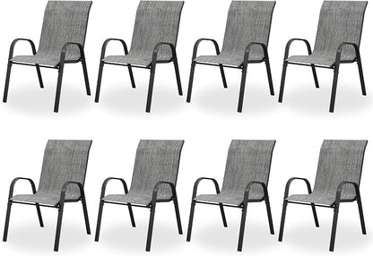 Patio Dining Chairs Set of 8, Outdoor High Stacking Chairs，Breathable Seat by VonzoyHome