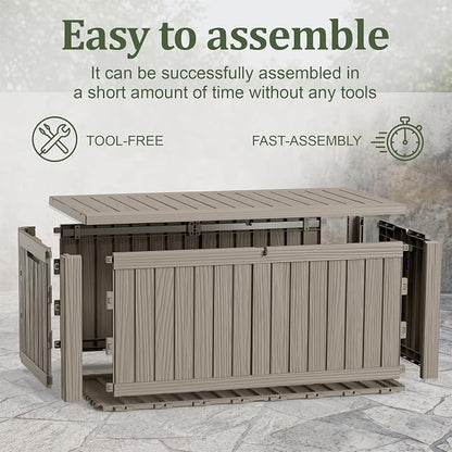 180 Gallon Resin Deck Box, Waterproof Lockable Outdoor Storage Box Container - Image 6